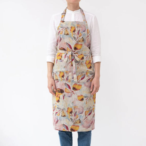 Linen Tales Orange Flow On Natural Linen Chef Apron