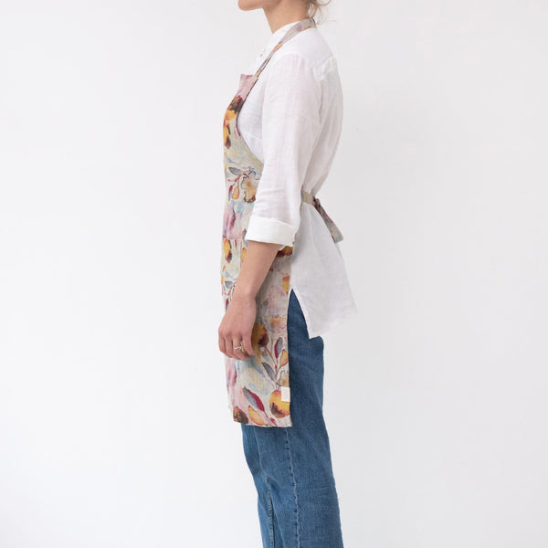 Linen Tales Orange Flow On Natural Linen Daily Apron