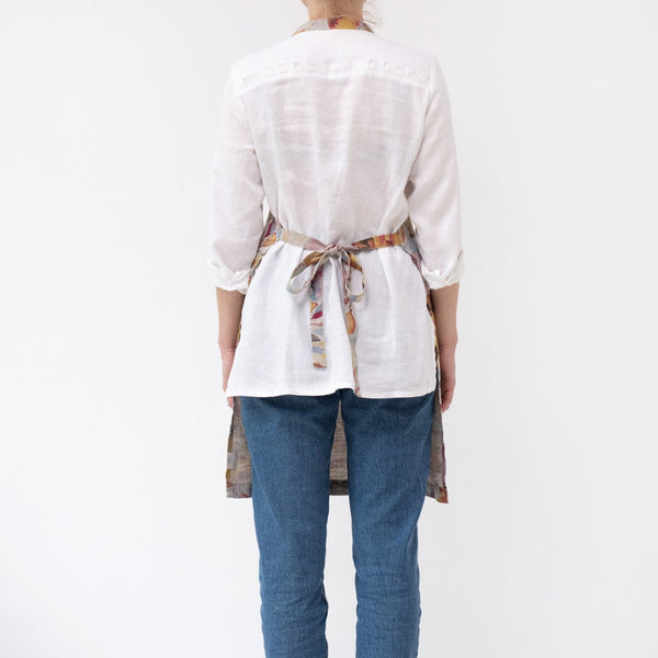 Linen Tales Orange Flow On Natural Linen Daily Apron