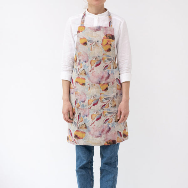 linen tales Orange Flow on Natural Linen Daily Apron