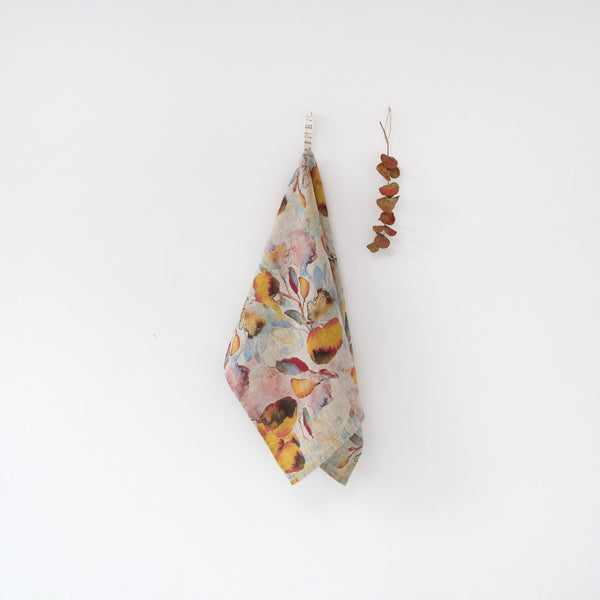 linen tales Orange Flow on Natural Linen Kitchen Towel