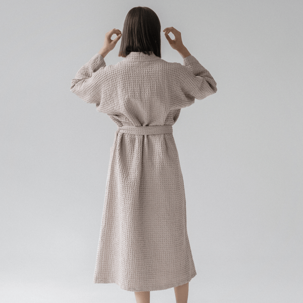 Linen Tales Powder Linen & Cotton Honeycomb Waffle Bathrobe