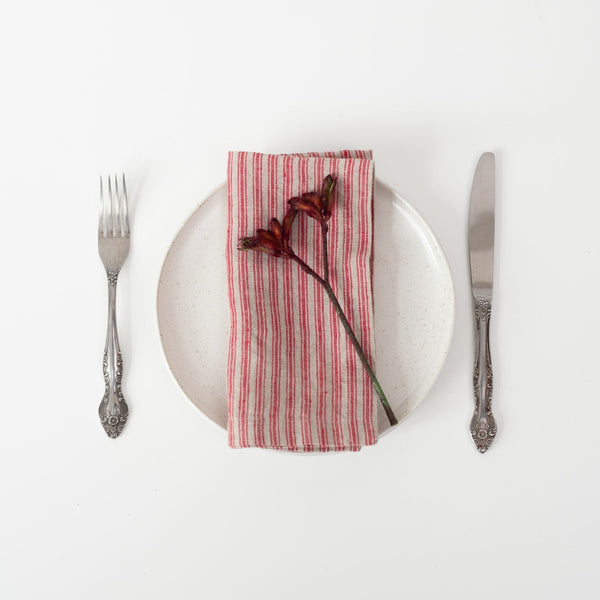 linen tales Red Natural Stripes Linen Napkins Set of 2