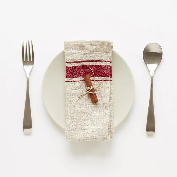 linen tales Red Stripe Vintage Linen Napkins Set of 2