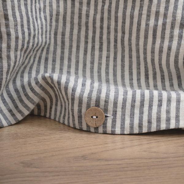Linen Tales Thin Black Stripes Linen Duvet Cover Set