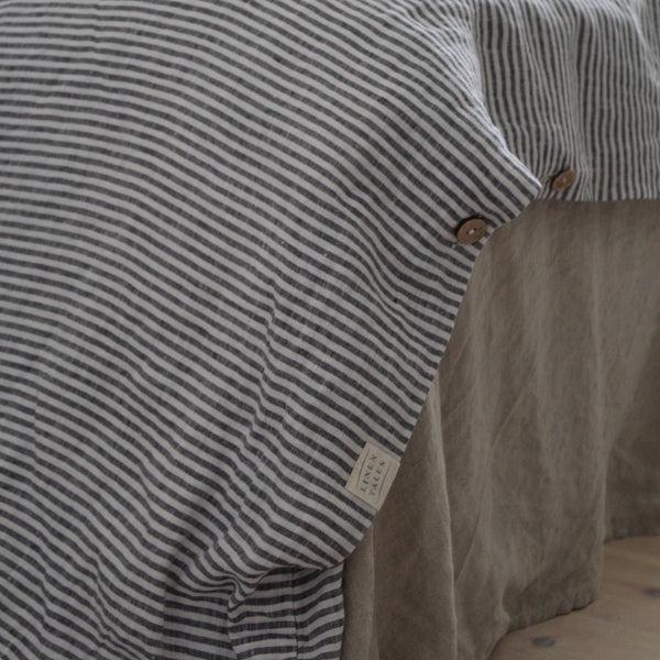 Linen Tales Thin Black Stripes Linen Duvet Cover Set
