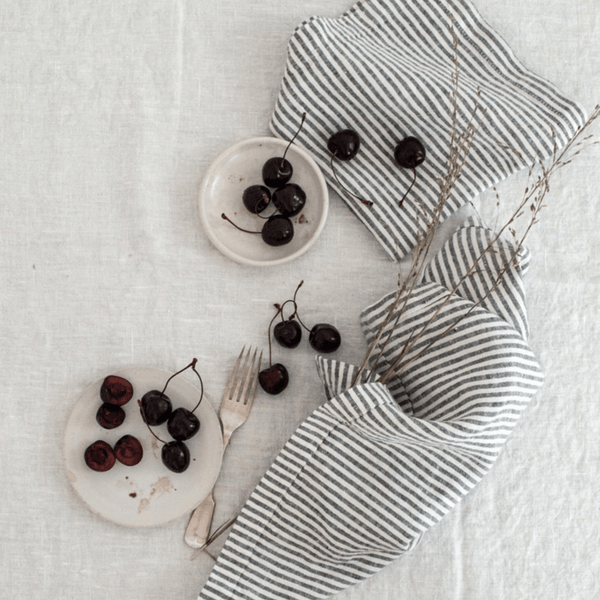 Linen Tales Thin Black Stripes Linen Napkins Set Of 2