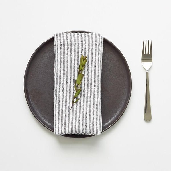 linen tales Thin Black Stripes Linen Napkins Set of 2