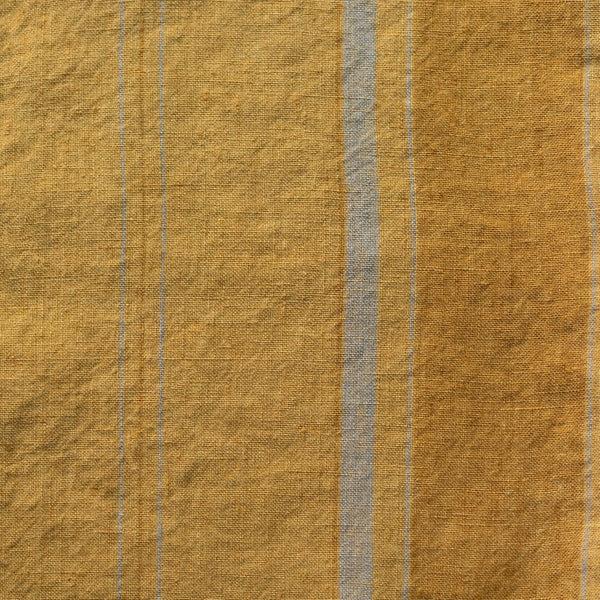linen tales Unwashed Amber Bronze Stripes Linen Fabric 190 g/sq.m