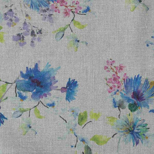 linen tales Unwashed Flowers on Light Natural Linen Fabric 185 g/sq.m