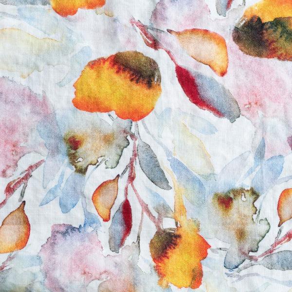 linen tales Unwashed Orange Flow Linen Fabric 185 g/sq.m