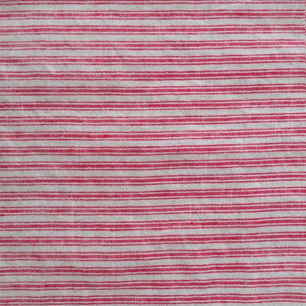 linen tales Unwashed Red Natural Stripes Linen Fabric 190 g/sq.m