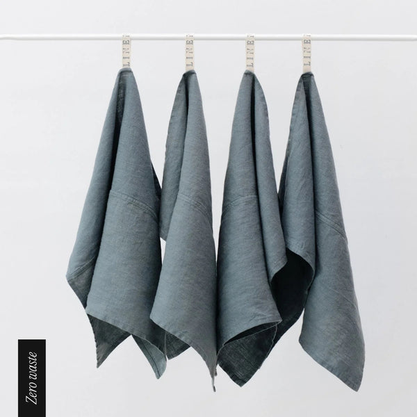linen tales Zero Waste Blue Fog Linen Kitchen Towels Set of 4