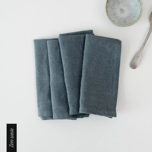 linen tales Zero Waste Blue Fog Linen Napkins Set of 4