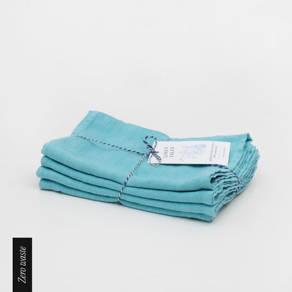 linen tales Zero Waste Coastal Blue Linen Napkins Set of 4