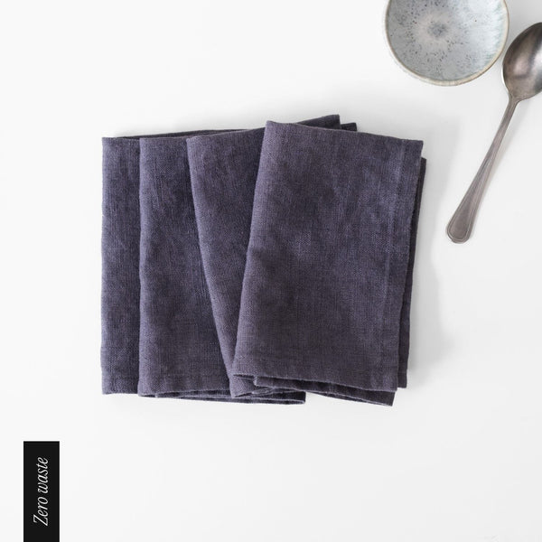 linen tales Zero Waste Dark Grey Linen Napkins Set of 4