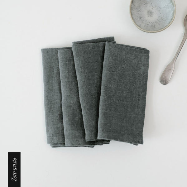 linen tales Zero Waste Forest Green Linen Napkins Set of 4