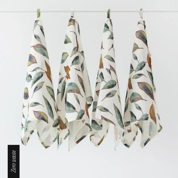 linen tales Zero Waste Golden Fall Linen Kitchen Towels Set of 4