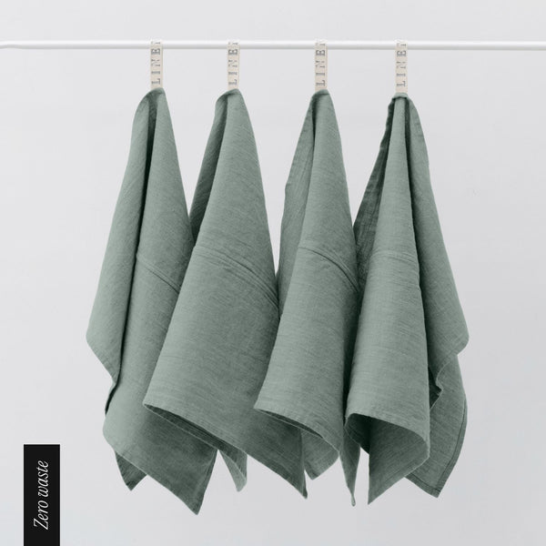 linen tales Zero Waste Green Milieu Linen Kitchen Towels Set of 4
