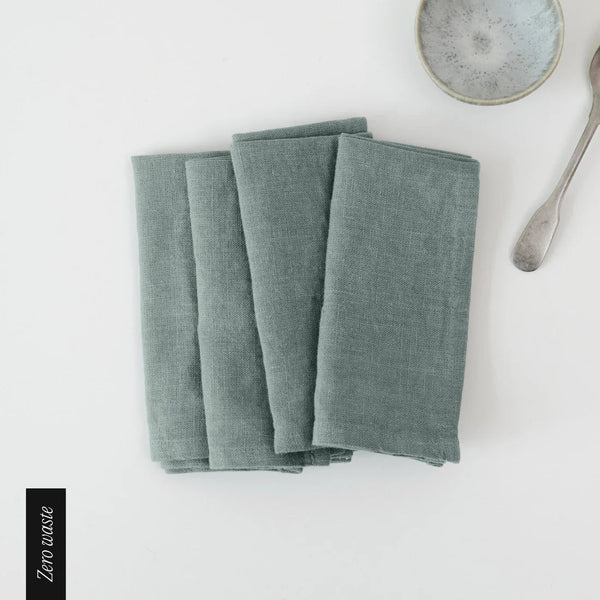 linen tales Zero Waste Green Milieu Linen Napkins Set of 4