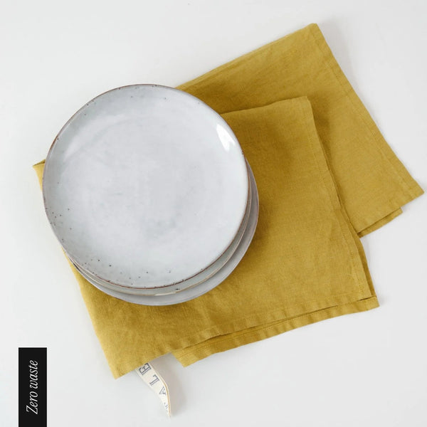 linen tales Zero Waste Lemon Curry Linen Kitchen Towels Set of 4