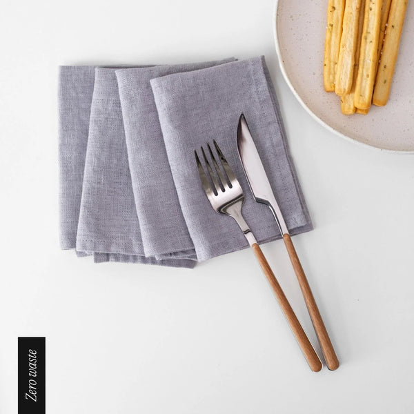 linen tales Zero Waste Light Grey Linen Napkins Set of 4