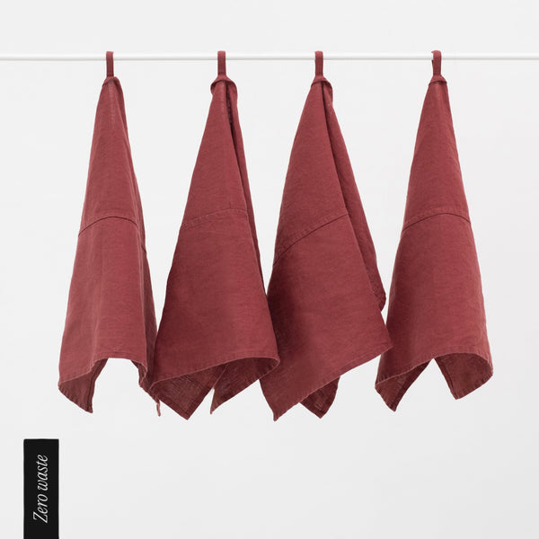 linen tales Zero Waste Marsala Linen Kitchen Towels Set of 4