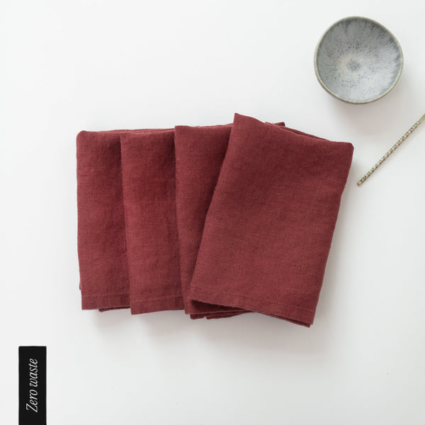 linen tales Zero Waste Marsala Linen Napkins Set of 4