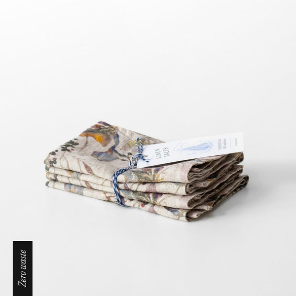 linen tales Zero Waste Meadow on Natural Linen Napkins Set of 4