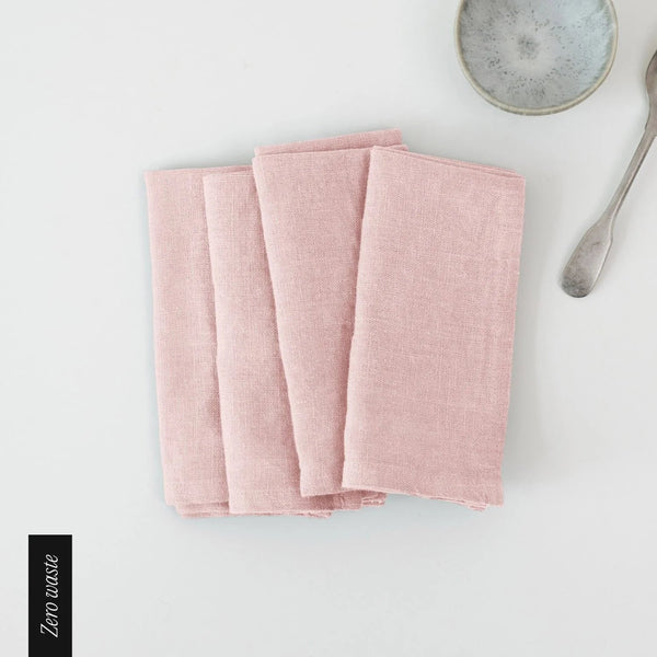 linen tales Zero Waste Misty Rose Linen Napkins Set of 4