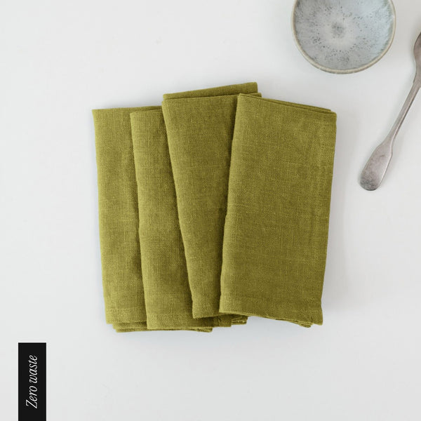 linen tales Zero Waste Moss Green Linen Napkins Set of 4