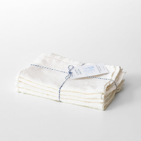 linen tales Zero Waste Off-White Linen Kitchen Towels Set of 4