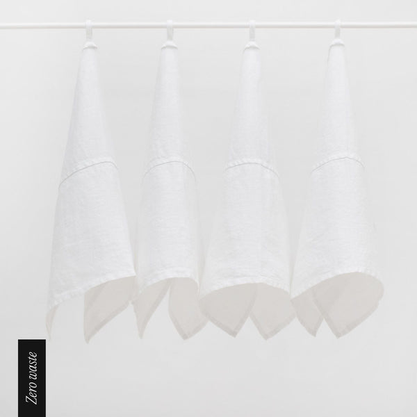 linen tales Zero Waste Optical White Linen Kitchen Towels Set of 4