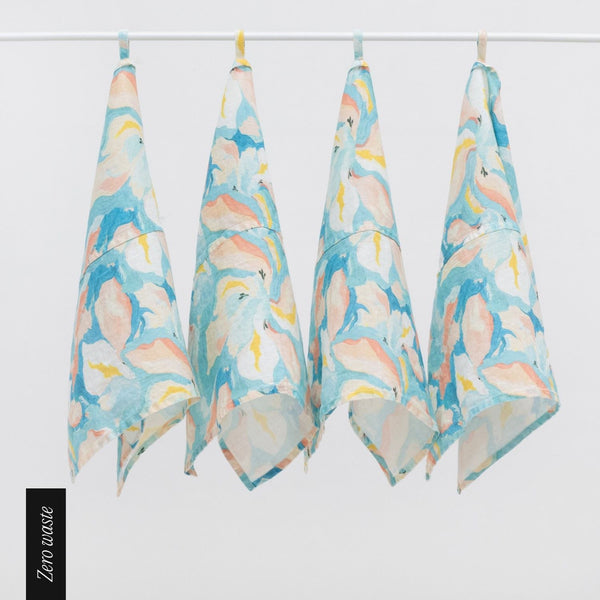 linen tales Zero Waste Pastel Iris Linen Kitchen Towels Set of 4