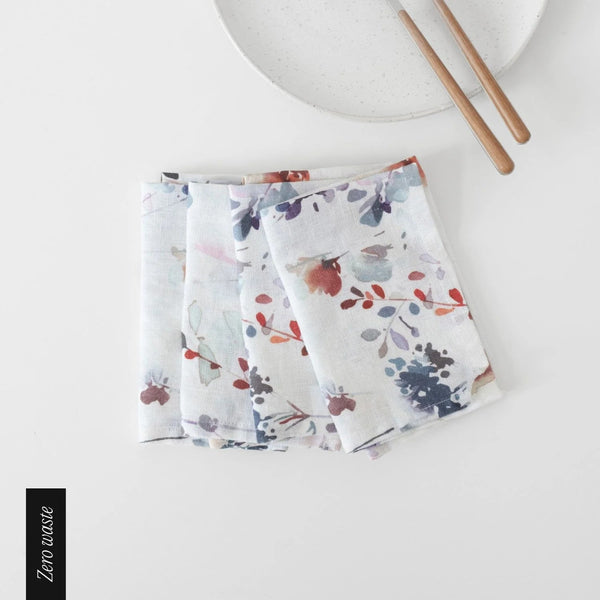 linen tales Zero Waste Watecolour Linen Napkins Set of 4