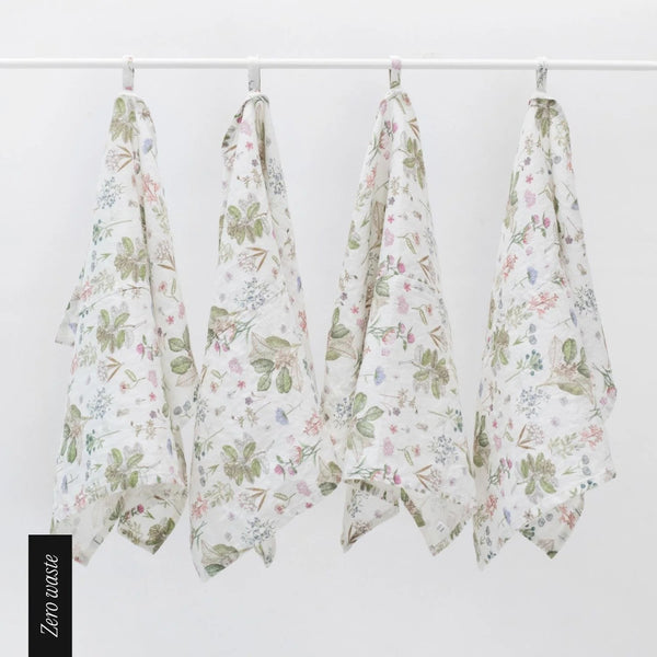 linen tales Zero Waste White Botany Linen Kitchen Towels Set of 4