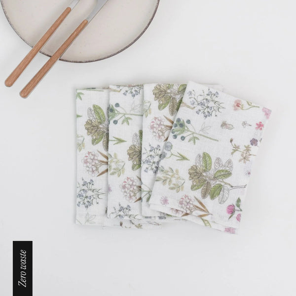 linen tales Zero Waste White Botany Linen Napkins Set of 4