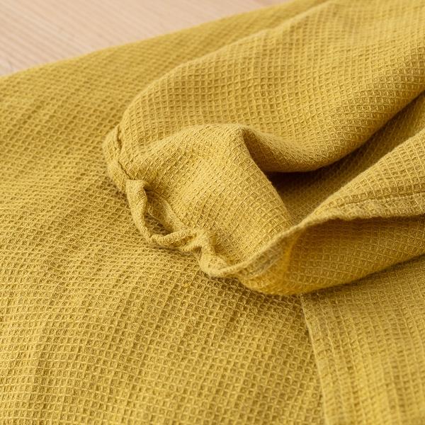 Linenme Antique Gold Linen Waffle Bath Towel Washed