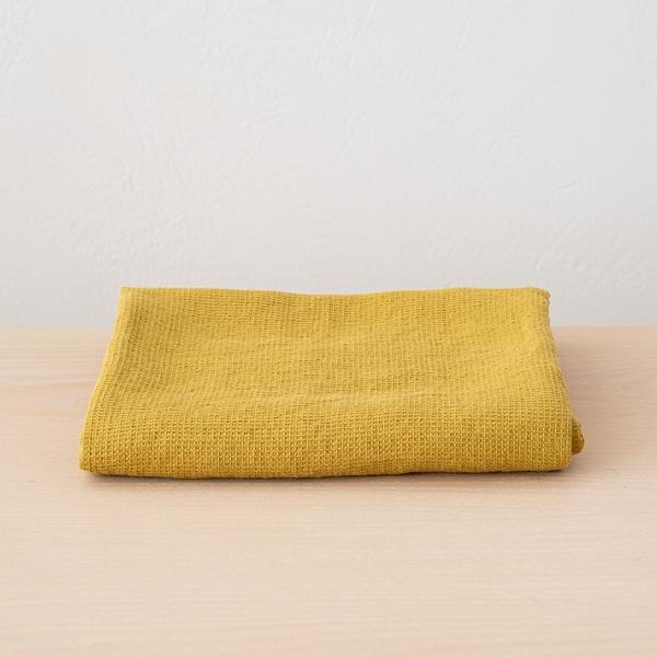 linenme Antique Gold Linen Waffle Bath Towel Washed