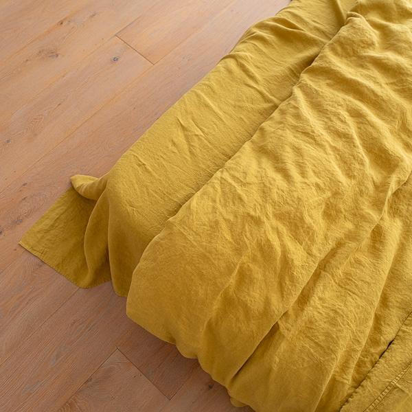 Linenme Antique Gold Stone Washed Bed Linen Flat Sheet
