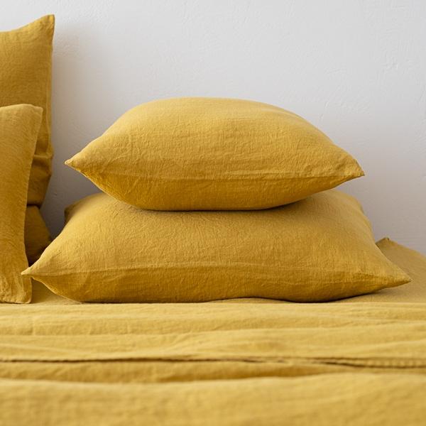 Linenme Antique Gold Stone Washed Bed Linen Pillow Case