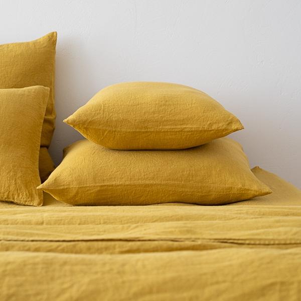 linenme Antique Gold Stone Washed Bed Linen Pillow Case