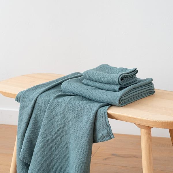 Linenme Arctic Linen Waffle Bath Towels And Hand Towels Washed