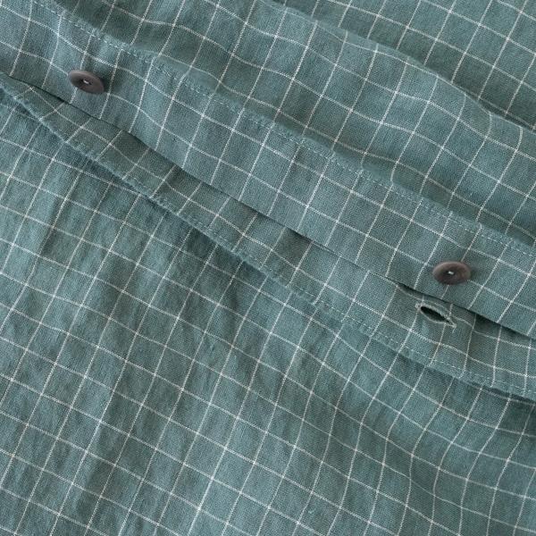Linenme Arctic White Check Washed Bed Linen Bed Set
