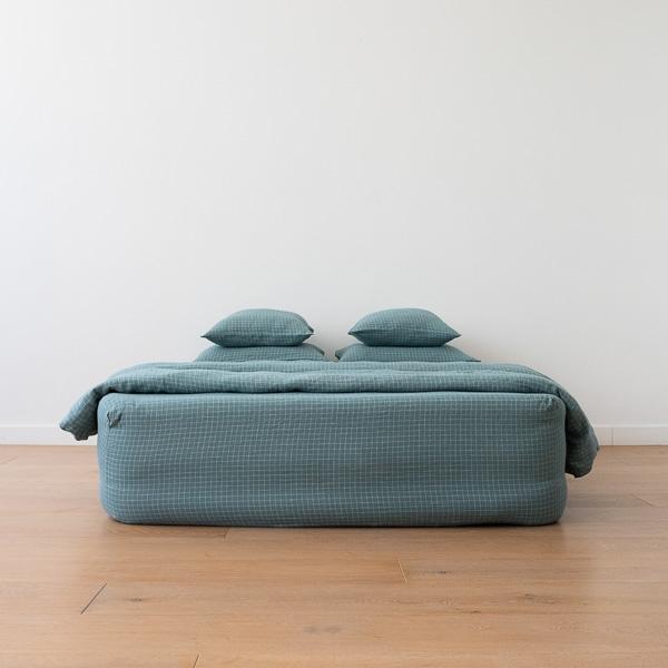 Linenme Arctic White Check Washed Bed Linen Deep Fitted Sheet