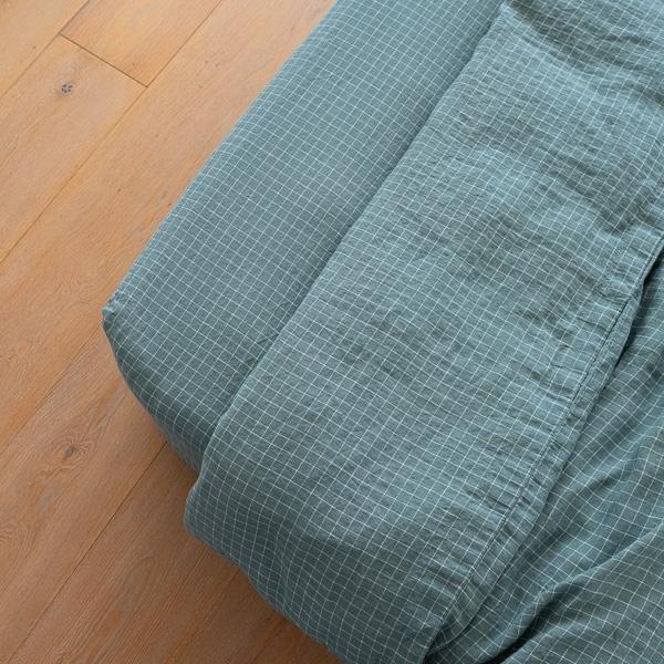 Linenme Arctic White Check Washed Bed Linen Deep Fitted Sheet