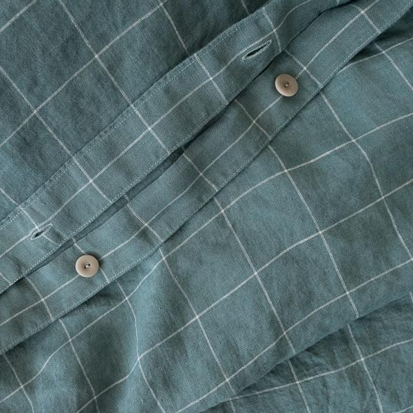 Linenme Arctic White Window Pane Washed Bed Linen Duvet