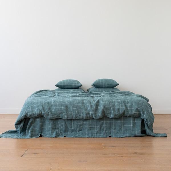 Linenme Arctic White Window Pane Washed Bed Linen Duvet