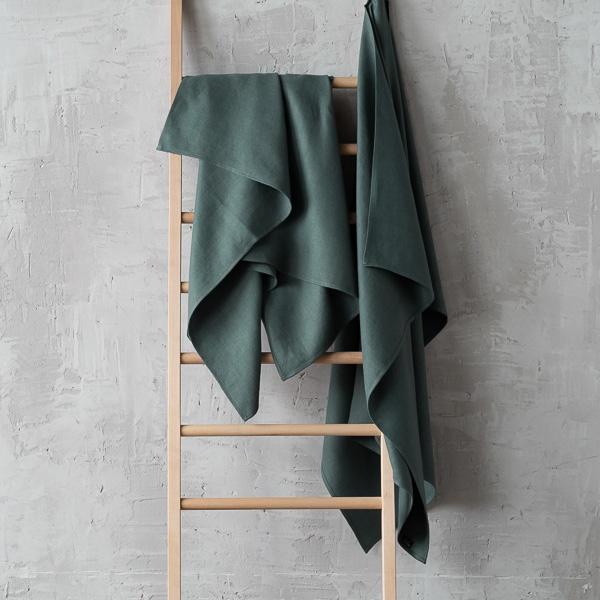 Linenme Balsam Green Huckaback Linen Bath Towel Lara