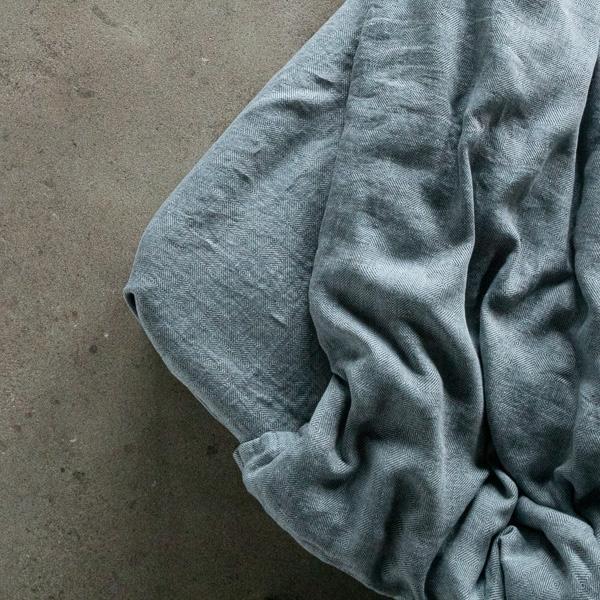 Linenme Balsam Green Linen Fitted Sheet Stone Washed Rhomb